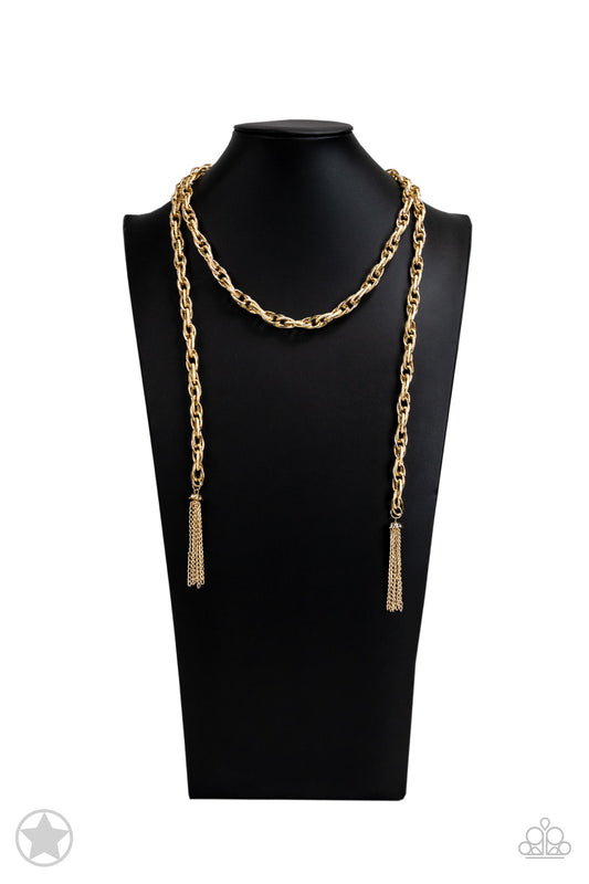 SCARFed for Attention - Golden Rope-style Interlocking Chain Necklace