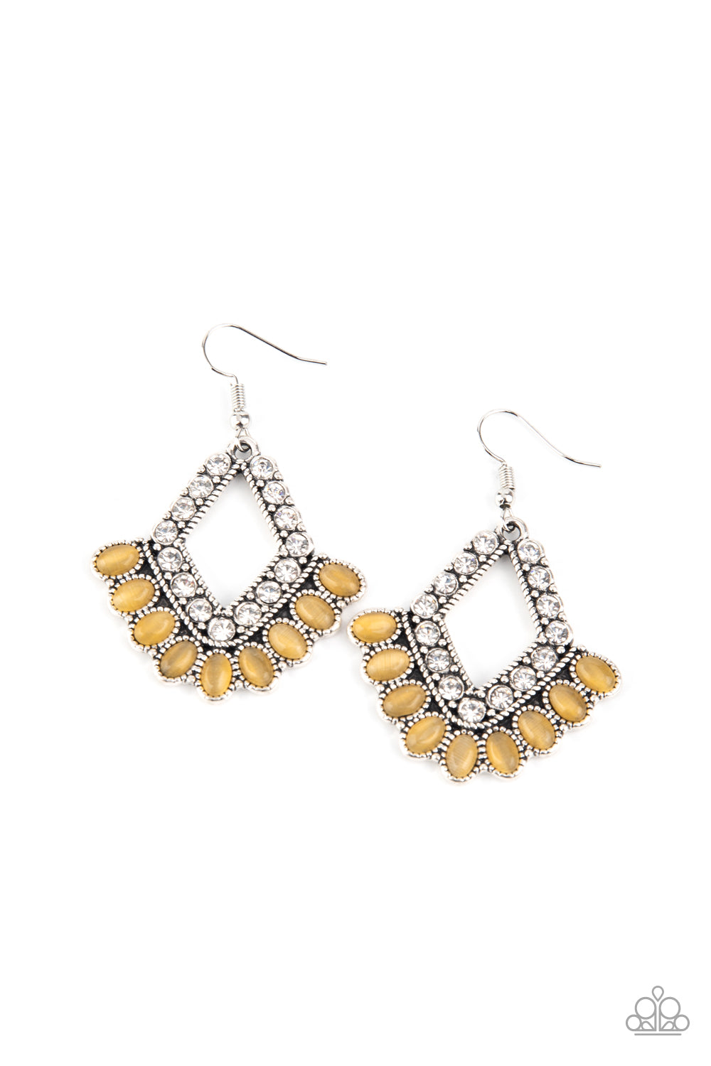 Just BEAM Happy - Yellow Cat's Eye Stone Earrings