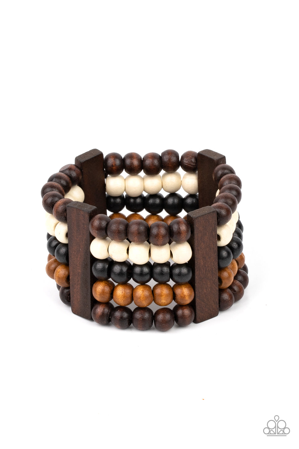 Caribbean Catwalk - Multi Colored Wood Beaded Bracelet