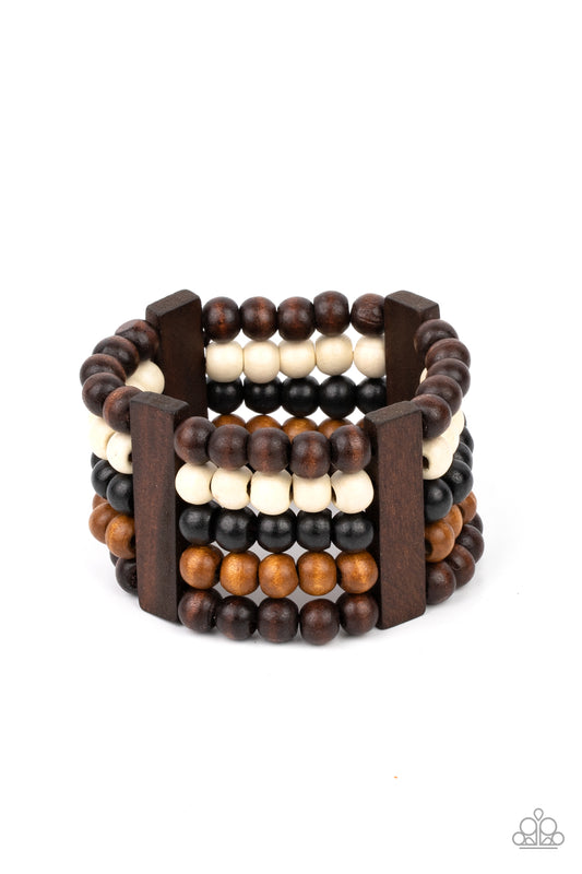 Caribbean Catwalk - Multi Colored Wood Beaded Bracelet