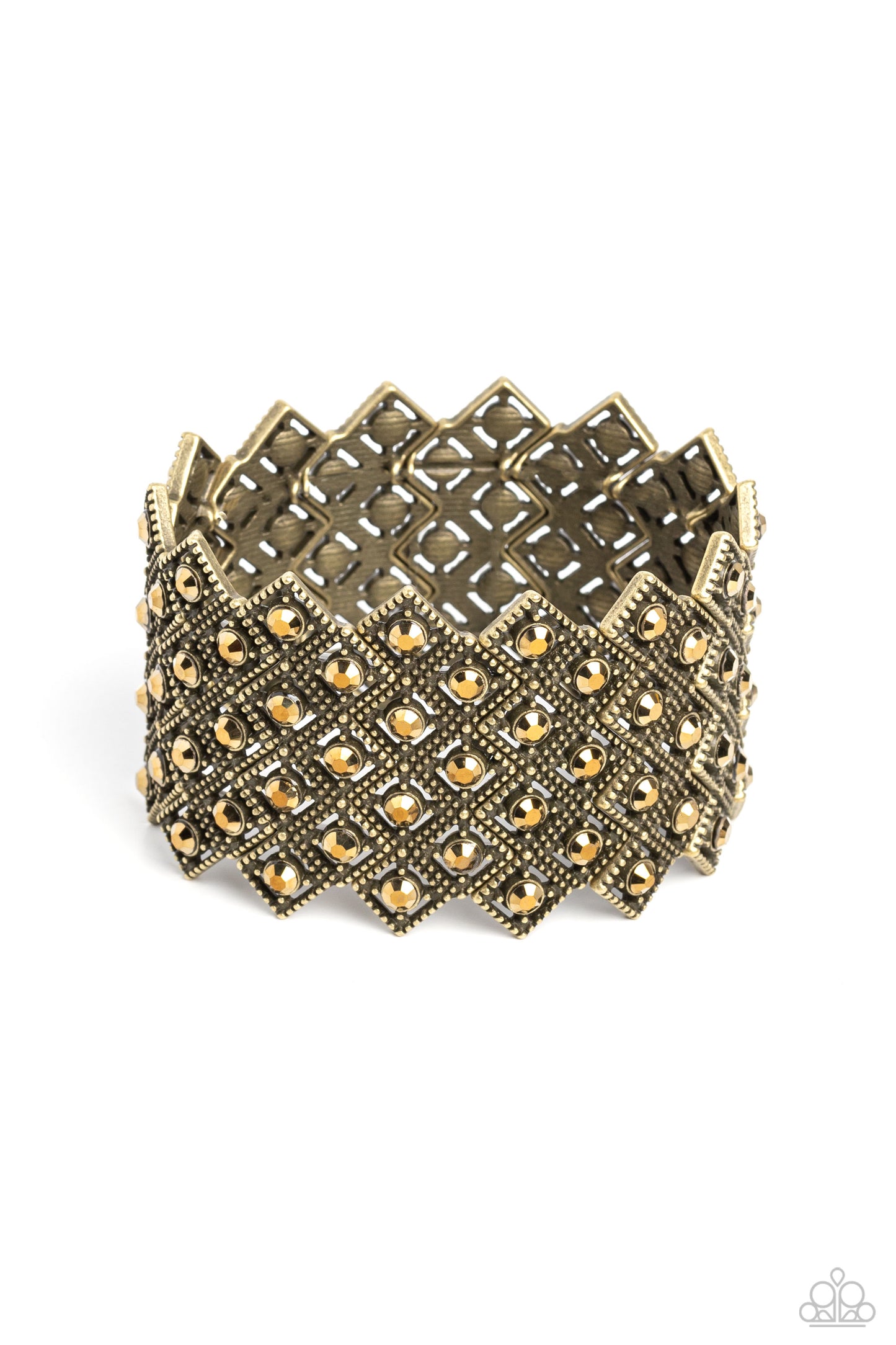 DECO in the Rough - Wide Brass Glittery Bracelet