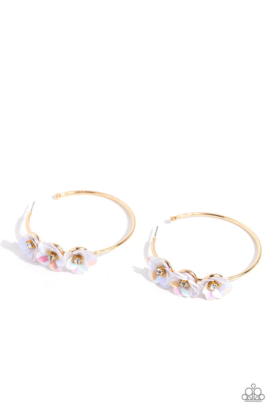 Ethereal Embellishment - Gold Floral Hoop Earrings