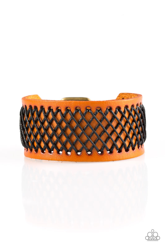 Cross The Line - Brown Leather Men's Bracelet