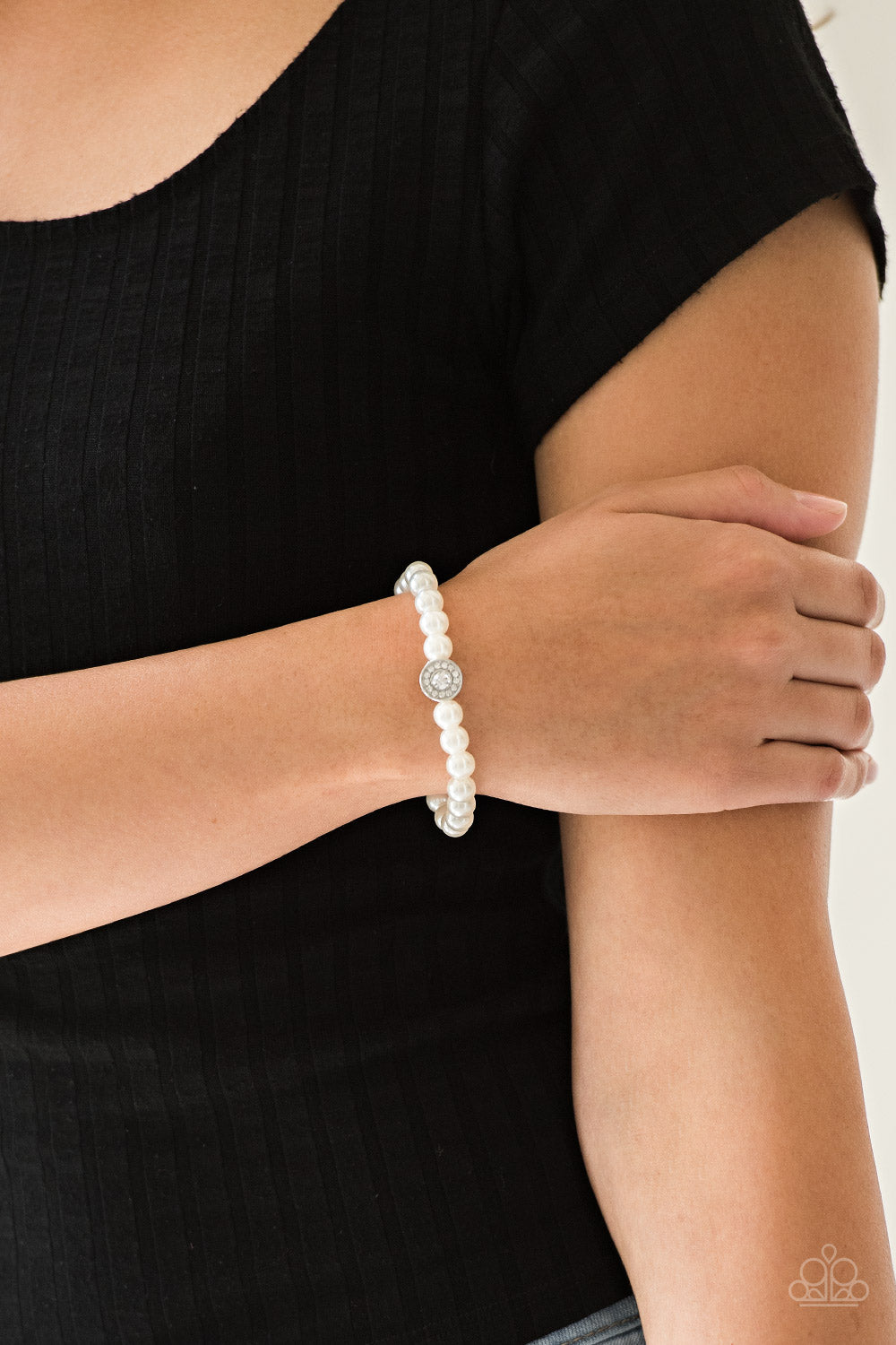 Follow My Lead - White Pearl Bead Bracelet