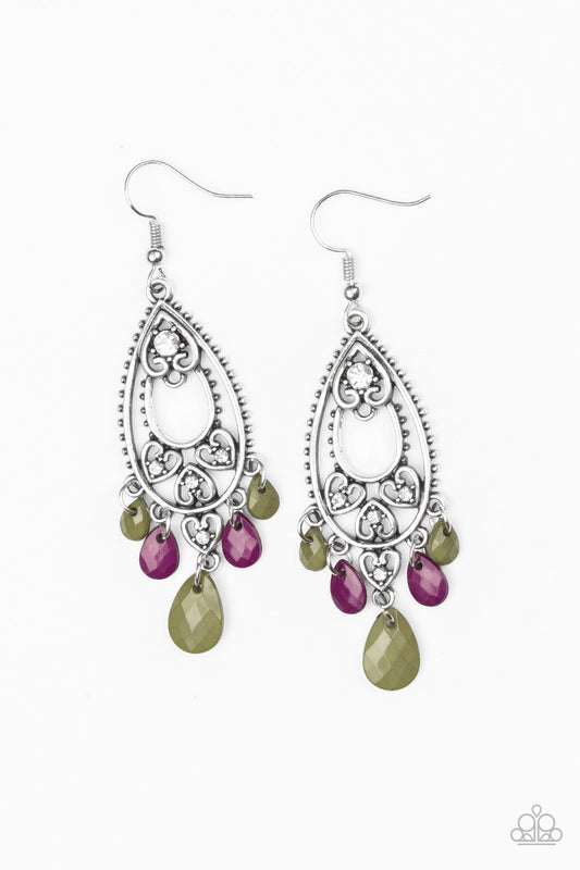 Fashion Flirt - Multi Colored Landolier Style Earrings