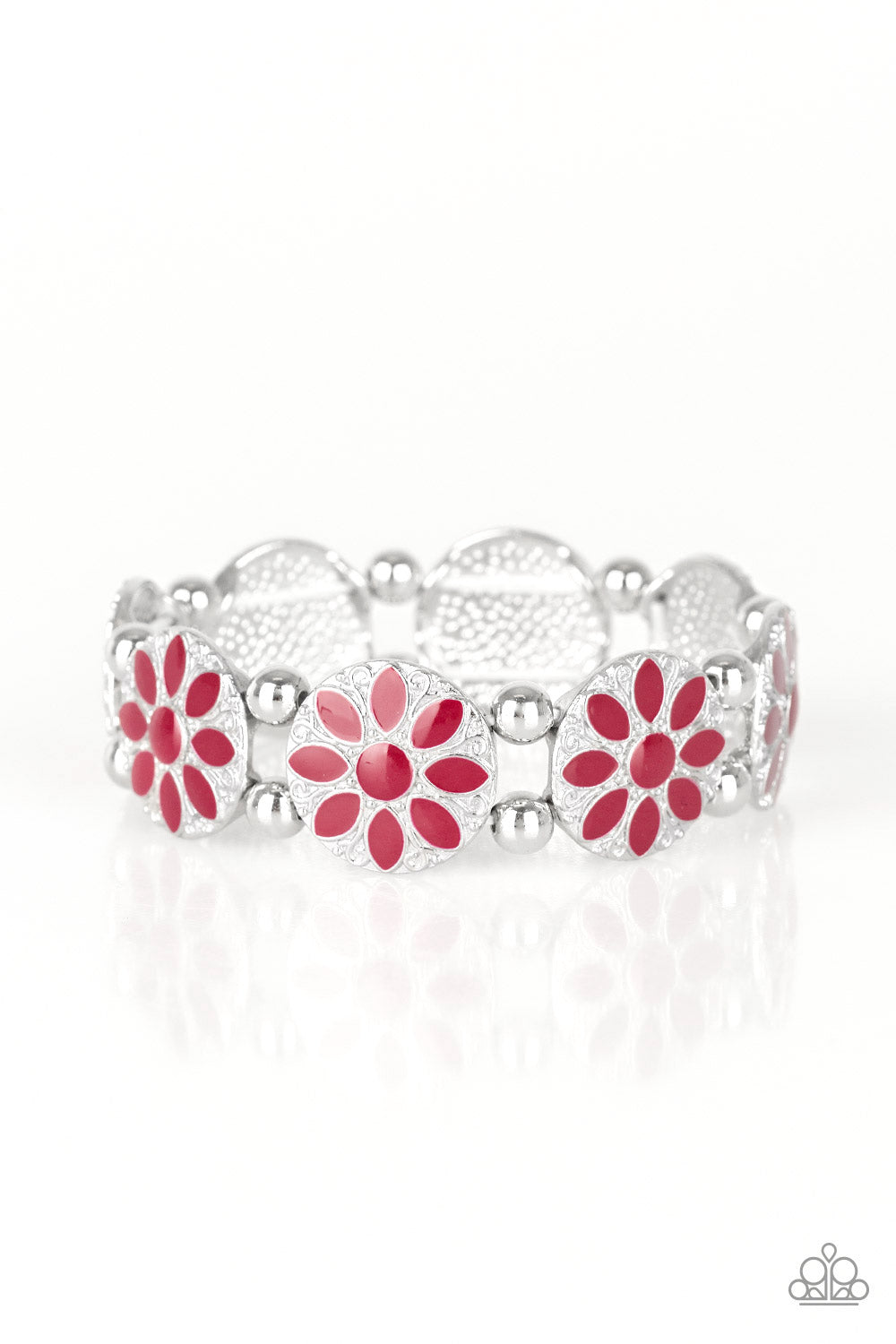 Red Floral Stretch Bracelet
