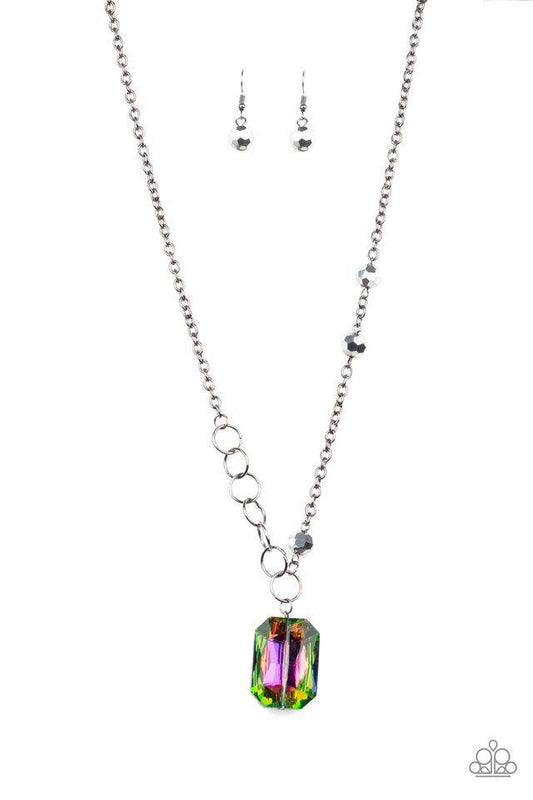 Never a Dull Moment Multi-faceted Hematite Pendant Necklace