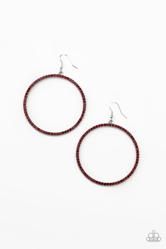 Just Add Sparkle Red Hoop Earrings