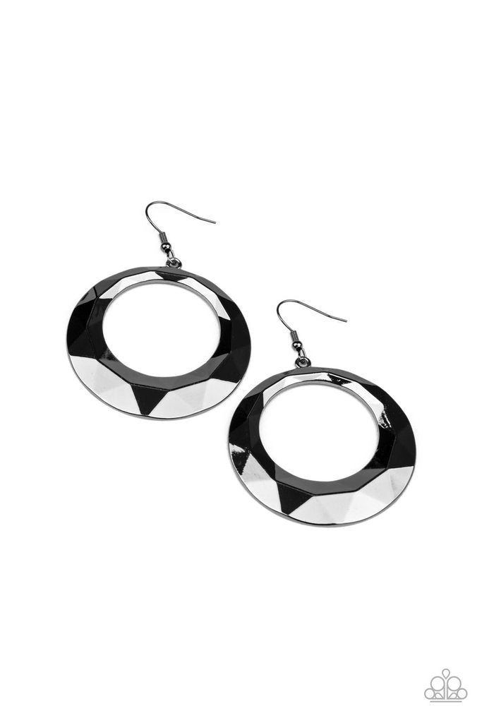 Fiercely Faceted Black Earring