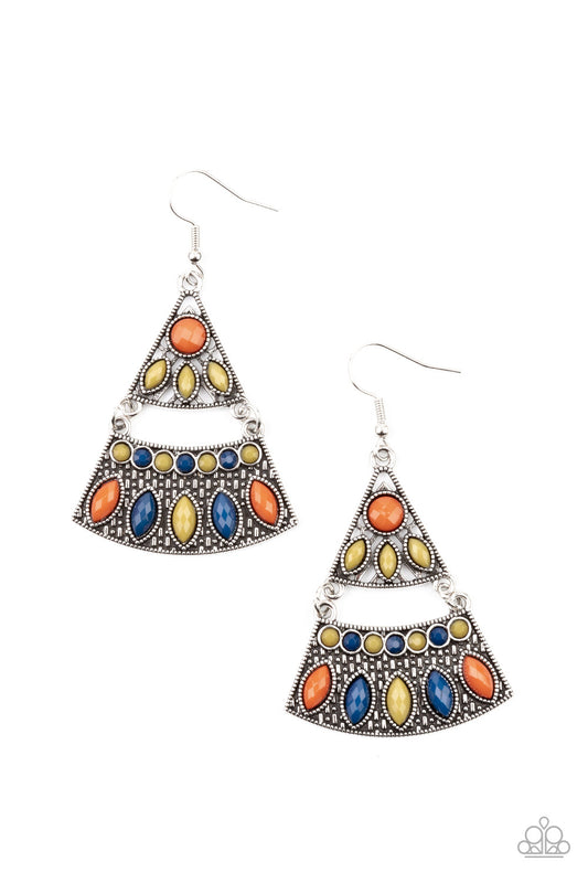 Desert Fiesta - Multi Colored Fan Style Earrings