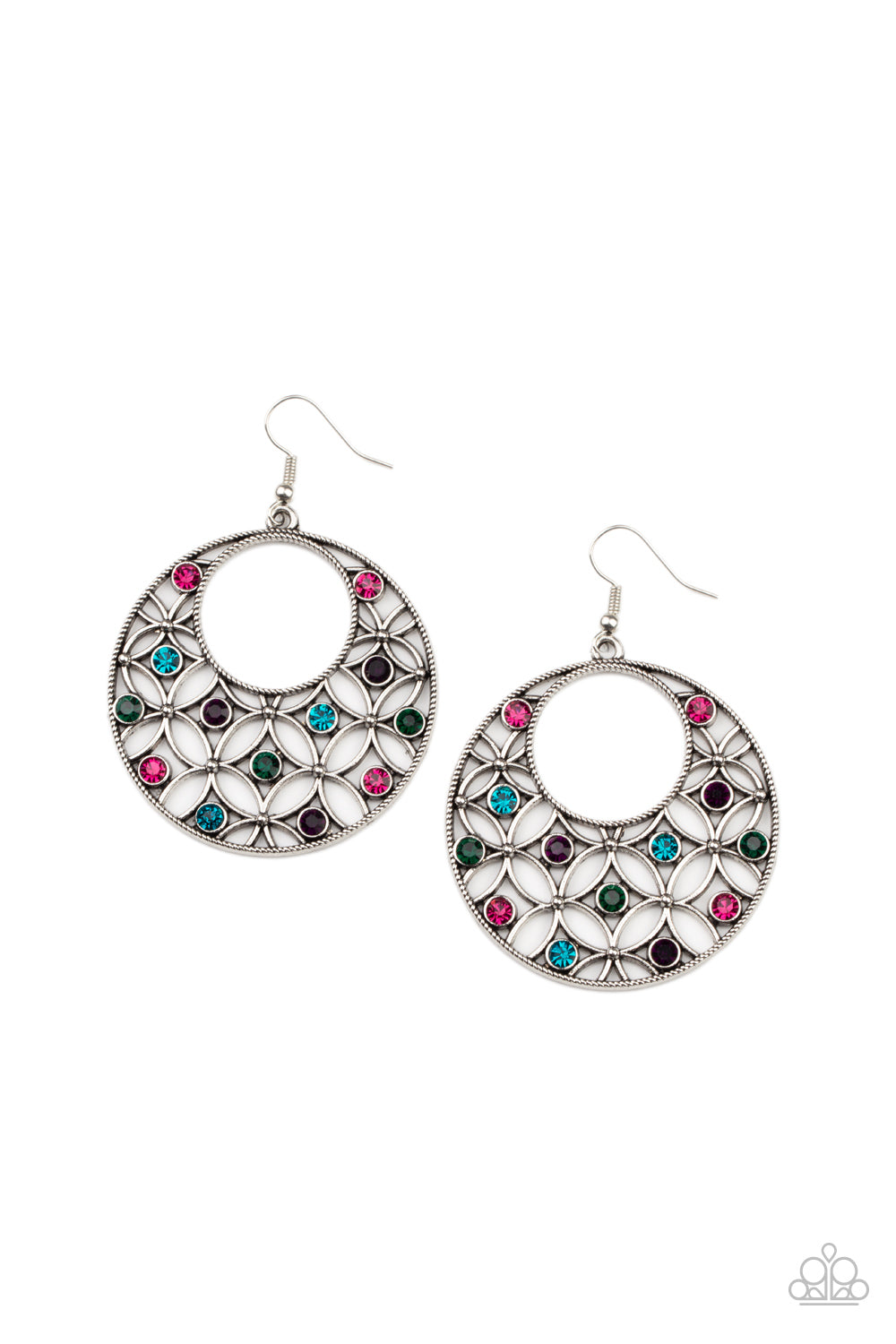 Garden Garnish - Multi Colored Gemstones Filigree Hoops