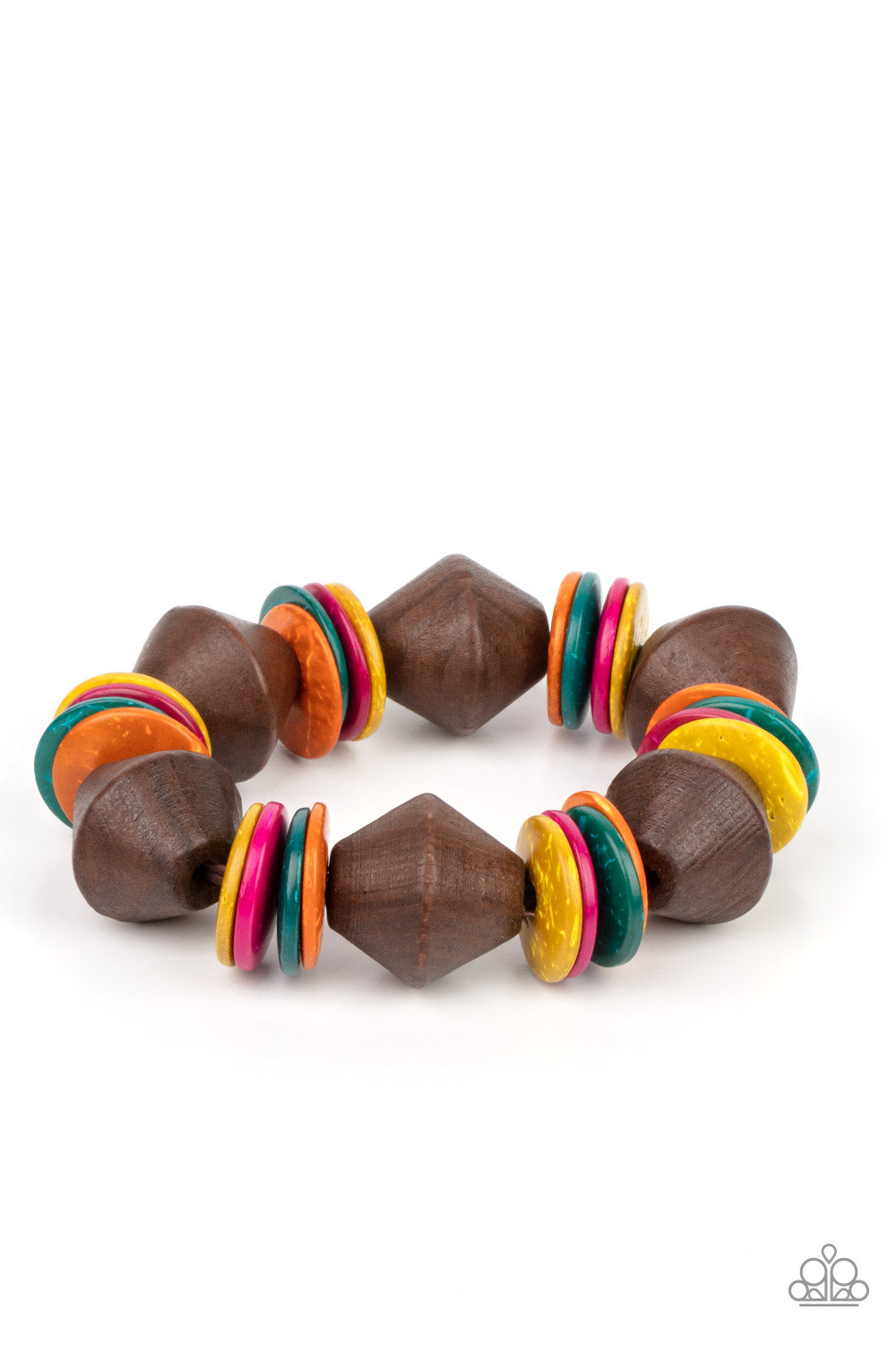 Bermuda Boardwalk - Multi-colored Wood Bead Bracelet