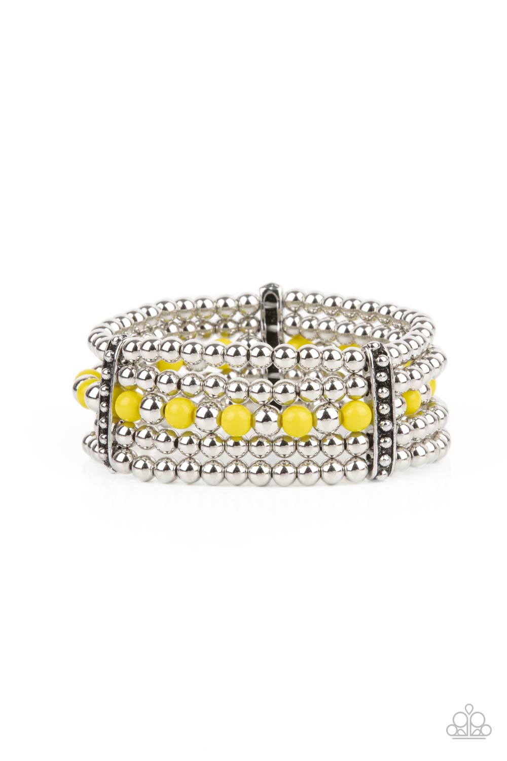 Gloss Over The Details - Yellow & Silver Bracelet