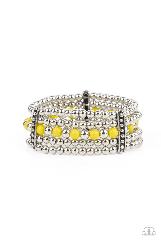 Gloss Over The Details - Yellow & Silver Bracelet
