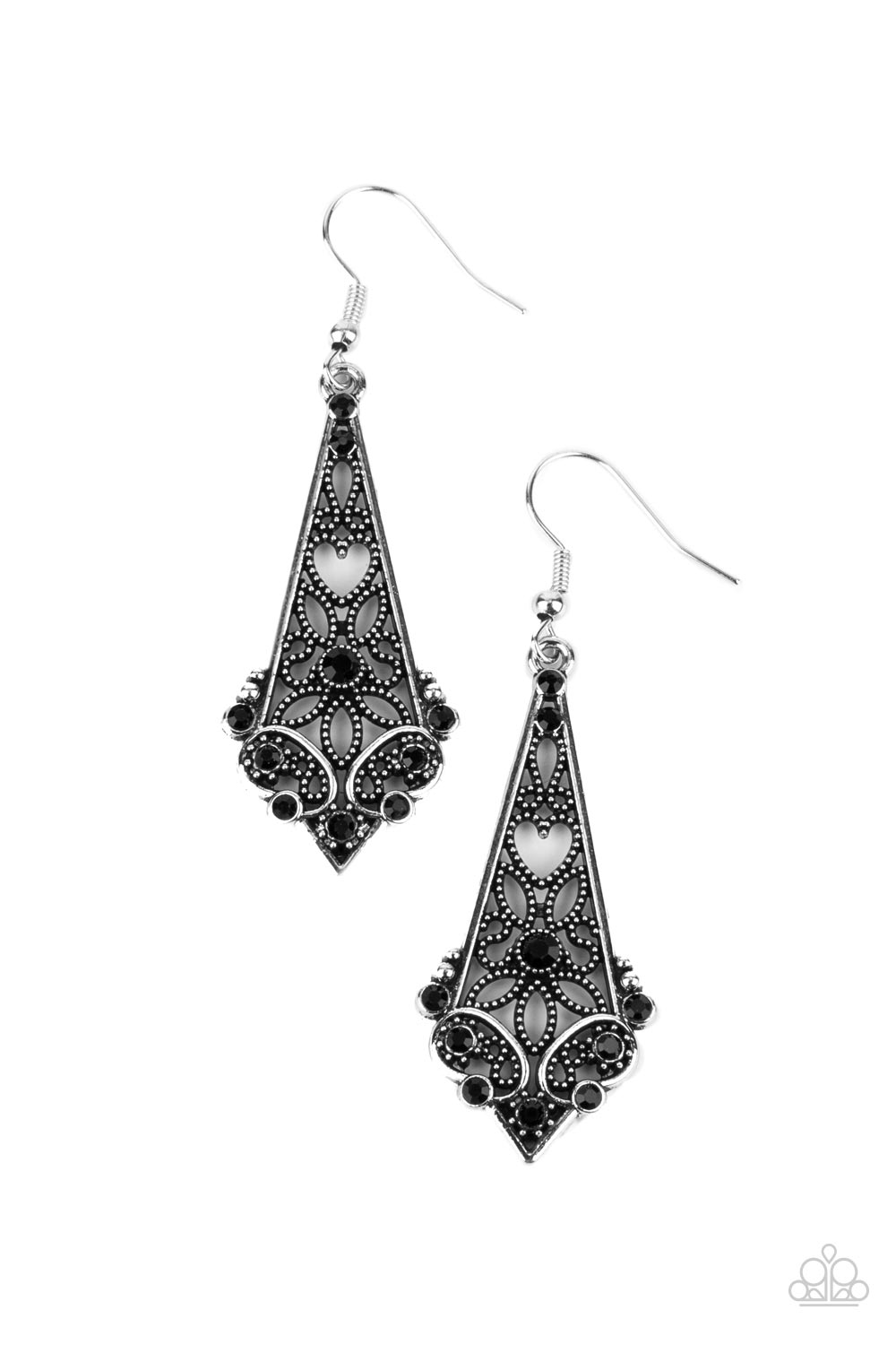 Casablanca Charisma Heart and Flower Filigree Elongated Earrings