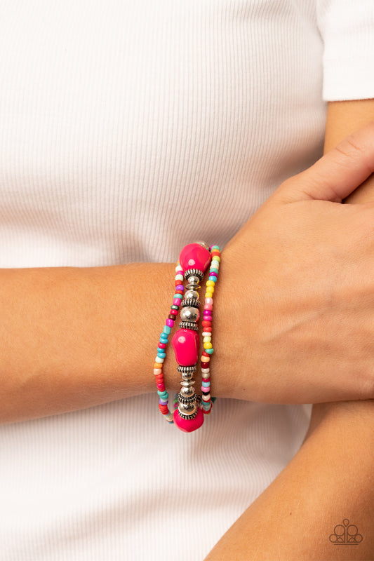 Confidently Crafty - Multi Colored Beaded Stretch Bracelet