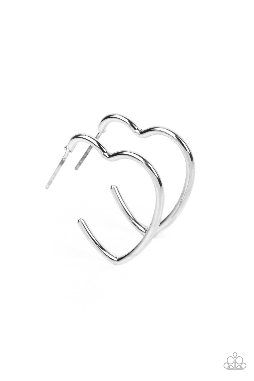 Burnished Beau - Silver Heart Post-back Earrings