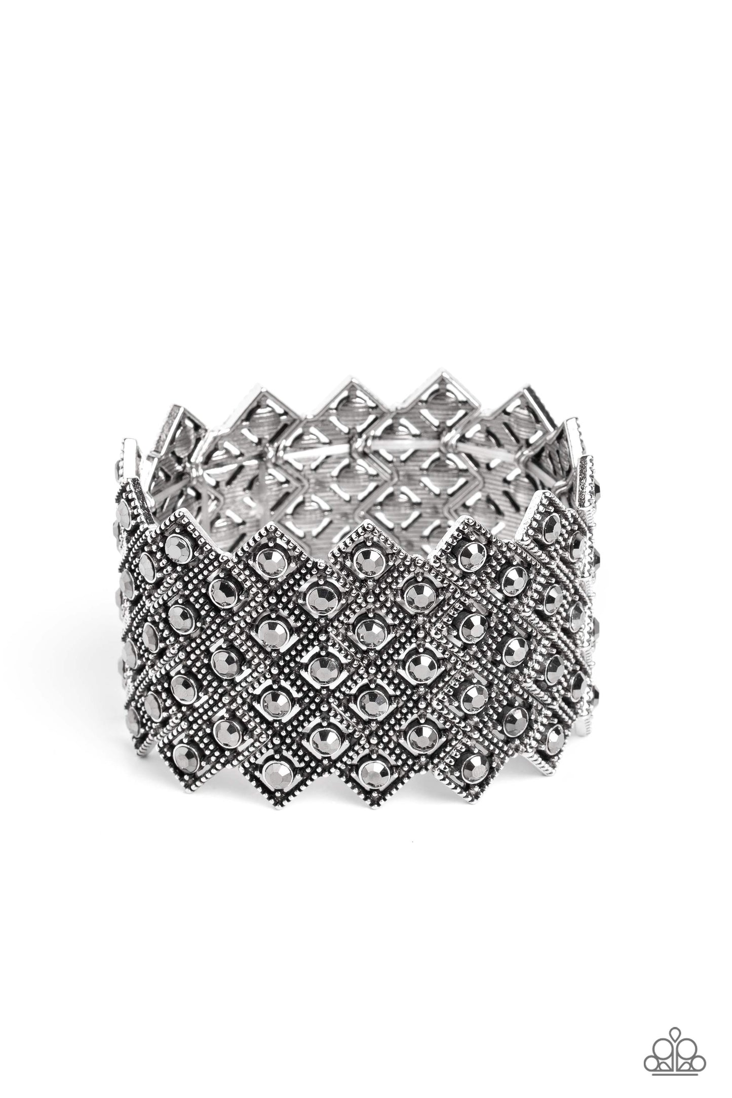DECO in the Rough - Silver Hematite Stretch Bracelet