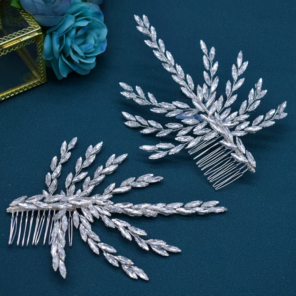 DZ061 Fashion Bride Headpiece Zircon Wedding Comb with Cubic Luxury Barrettes Hairband Wedding Hair Accessories Bridal Crowns