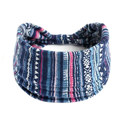 Bohemia Print Wide Headbands New Vintage Elastic Knot Turban Headwrap for Women Girls Soft Print Yoga Bandana Hair Accessories