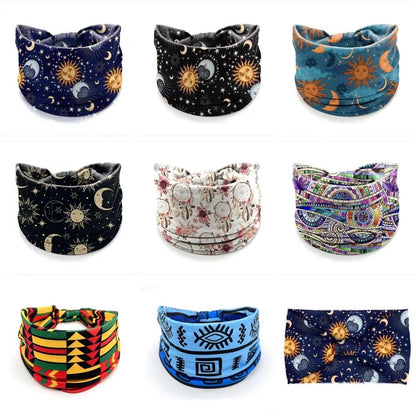 Bohemia Print Wide Headbands New Vintage Elastic Knot Turban Headwrap for Women Girls Soft Print Yoga Bandana Hair Accessories