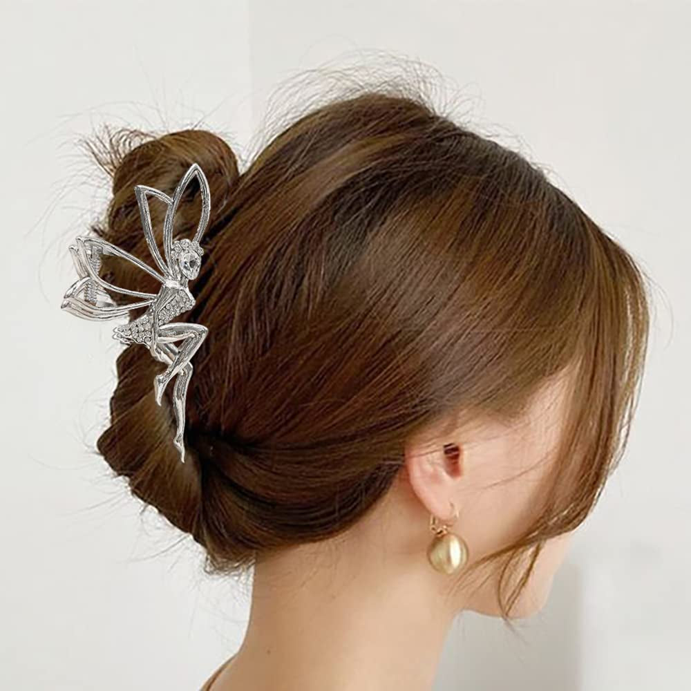 Fairy Rhinestone Silver Hair Accessories: Elf Crystal Hairpins, Metal Clips, and Barrettes for Girls and Women
