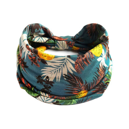 Bohemia Print Wide Headbands New Vintage Elastic Knot Turban Headwrap for Women Girls Soft Print Yoga Bandana Hair Accessories