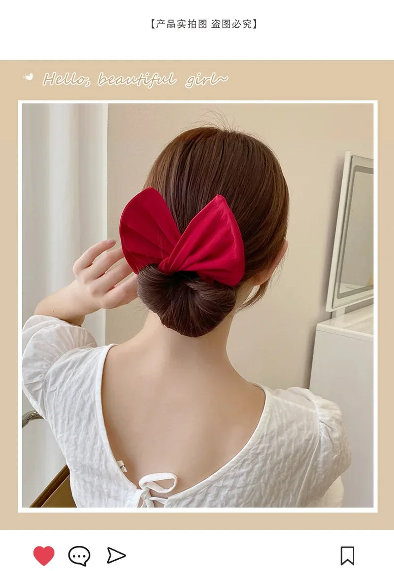 Women'S Bow-Shaped Hairpin Device Sweet and Lovely Hairpin Fast Hair Bun Hair Styling Tools Braid Hair Accessories