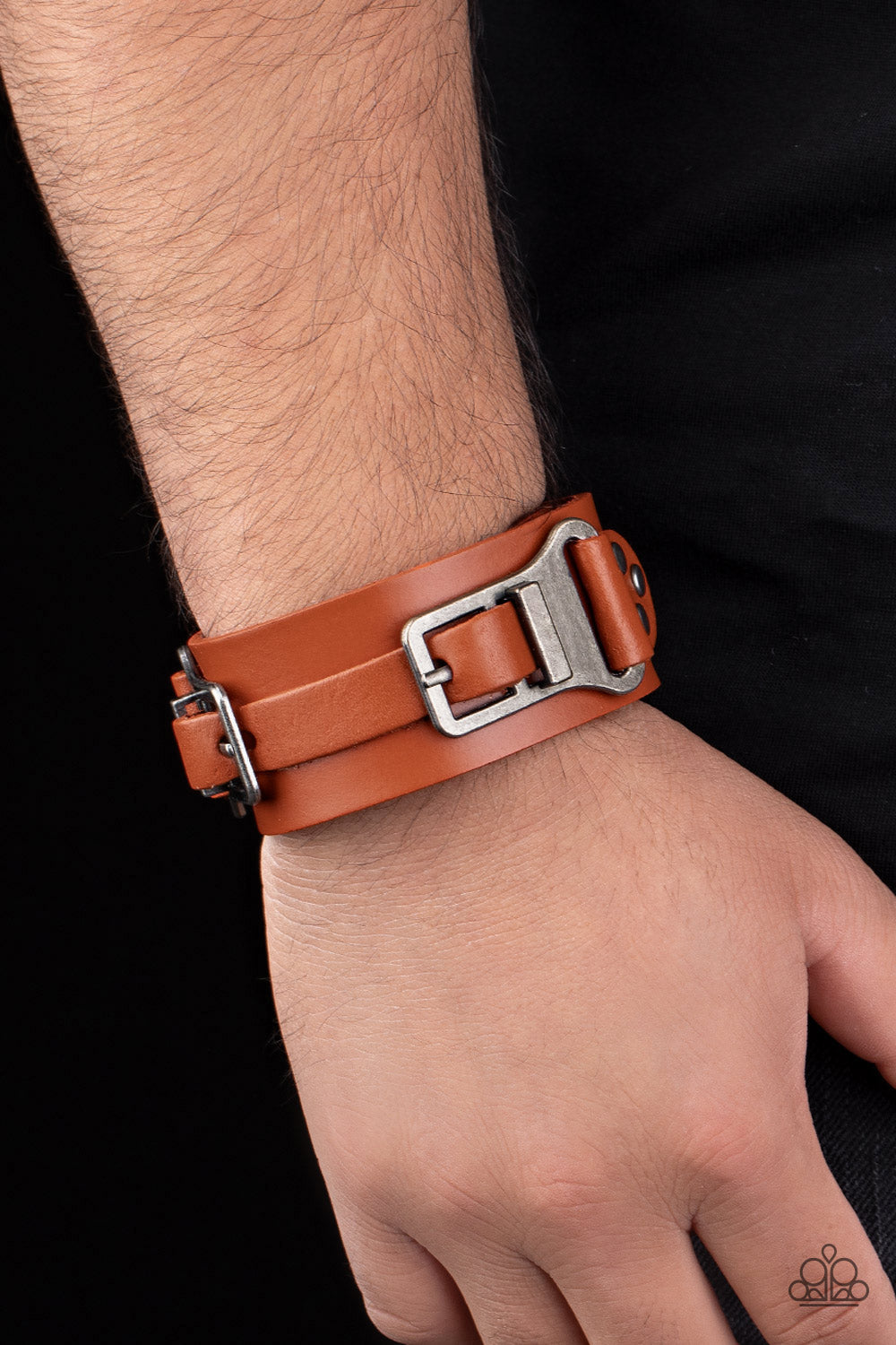 Scout It Out - Brown Leather Snap Bracelet