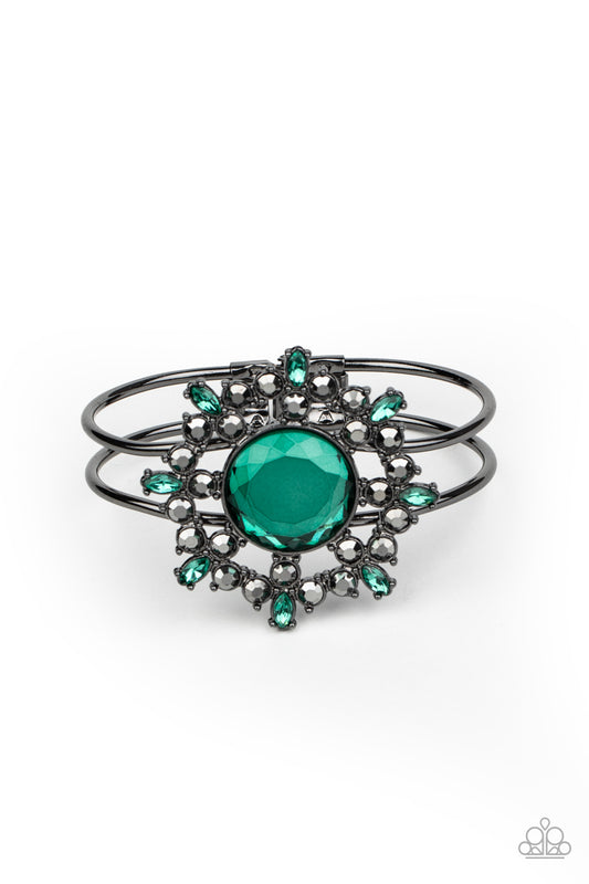 Elaborate Elegance - Green and Hematite Bloom Bracelet