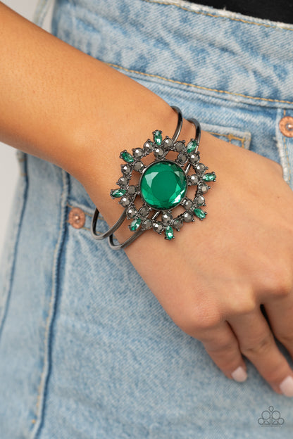 Elaborate Elegance - Green and Hematite Bloom Bracelet