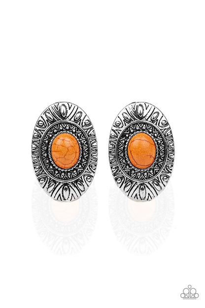 Stone Tiki - Orange Stone Earrings