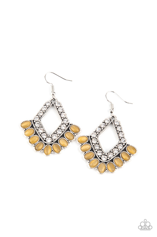 Just BEAM Happy - Yellow Cat's Eye Stone Earrings