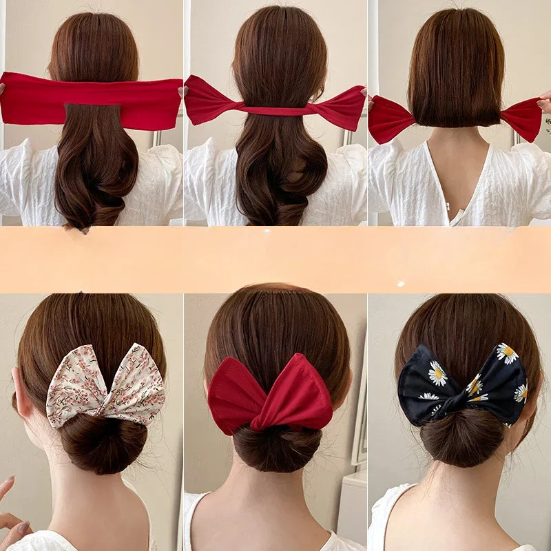 Women'S Bow-Shaped Hairpin Device Sweet and Lovely Hairpin Fast Hair Bun Hair Styling Tools Braid Hair Accessories