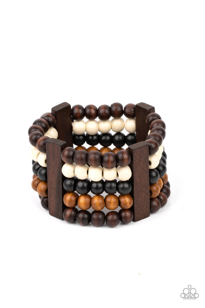 Caribbean Catwalk - Multi Colored Wood Beaded Bracelet