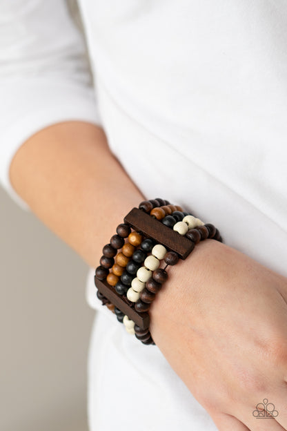 Caribbean Catwalk - Multi Colored Wood Beaded Bracelet