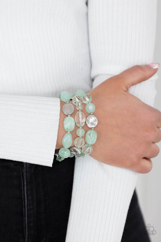 Oceanside Bliss - Opaque Ash Crystal-like Beaded Bracelet