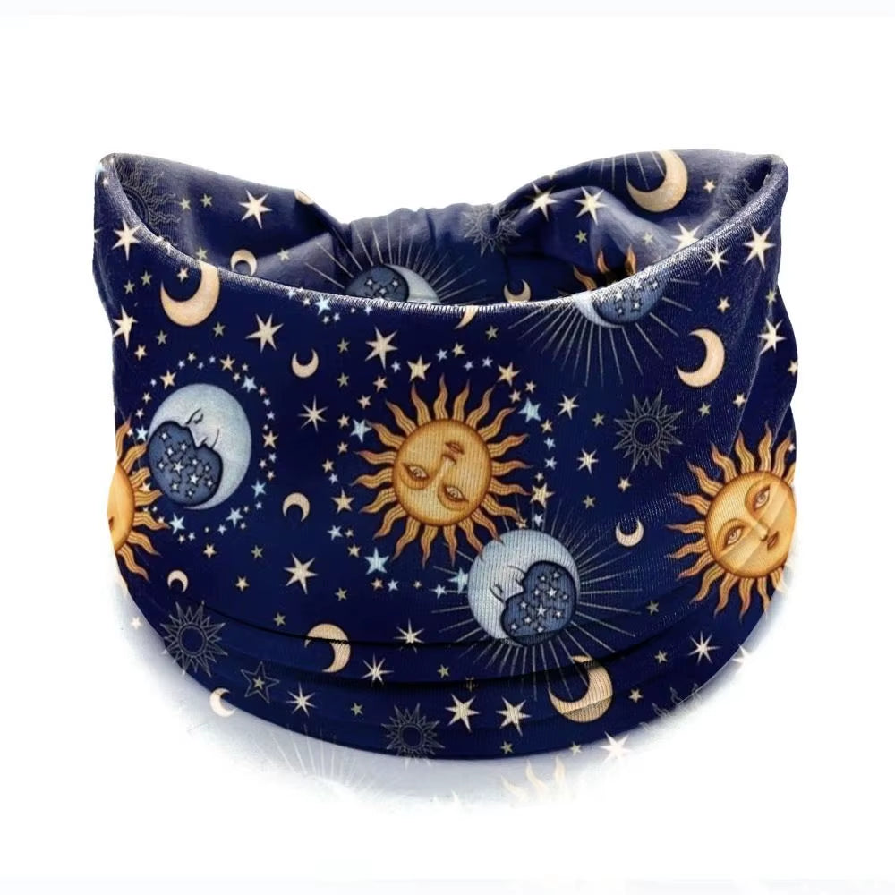 Bohemia Print Wide Headbands New Vintage Elastic Knot Turban Headwrap for Women Girls Soft Print Yoga Bandana Hair Accessories