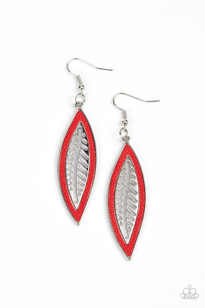 Leather Lagoon - Leather Trim Leaf Earring
