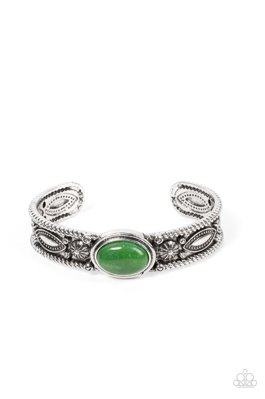 Rural Repose - Jade Green Stone Cuff Bracelet