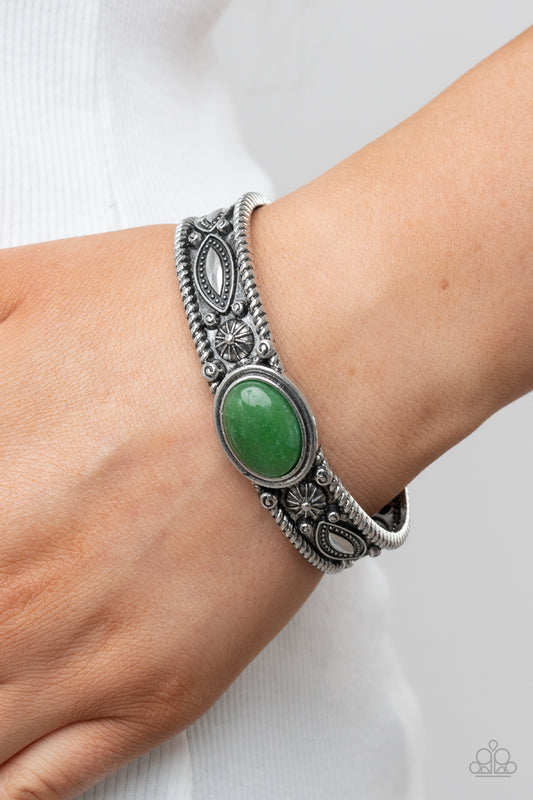 Rural Repose - Jade Green Stone Cuff Bracelet