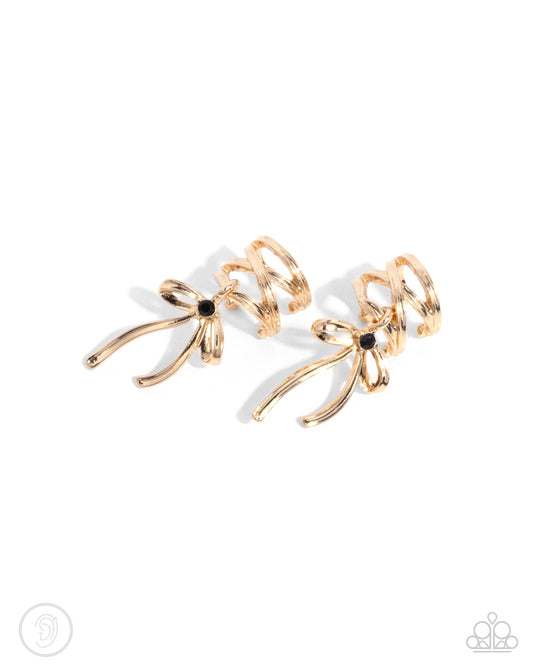 Ballet Lacing - Gold Ear Cuff Earrings