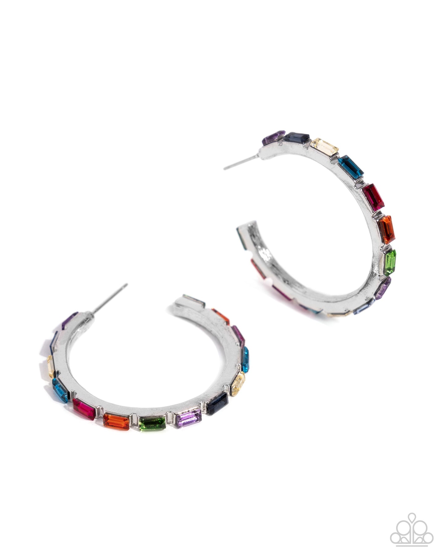 Carnival Chic - Multi-Colored Emerald-cut Gem Hoops