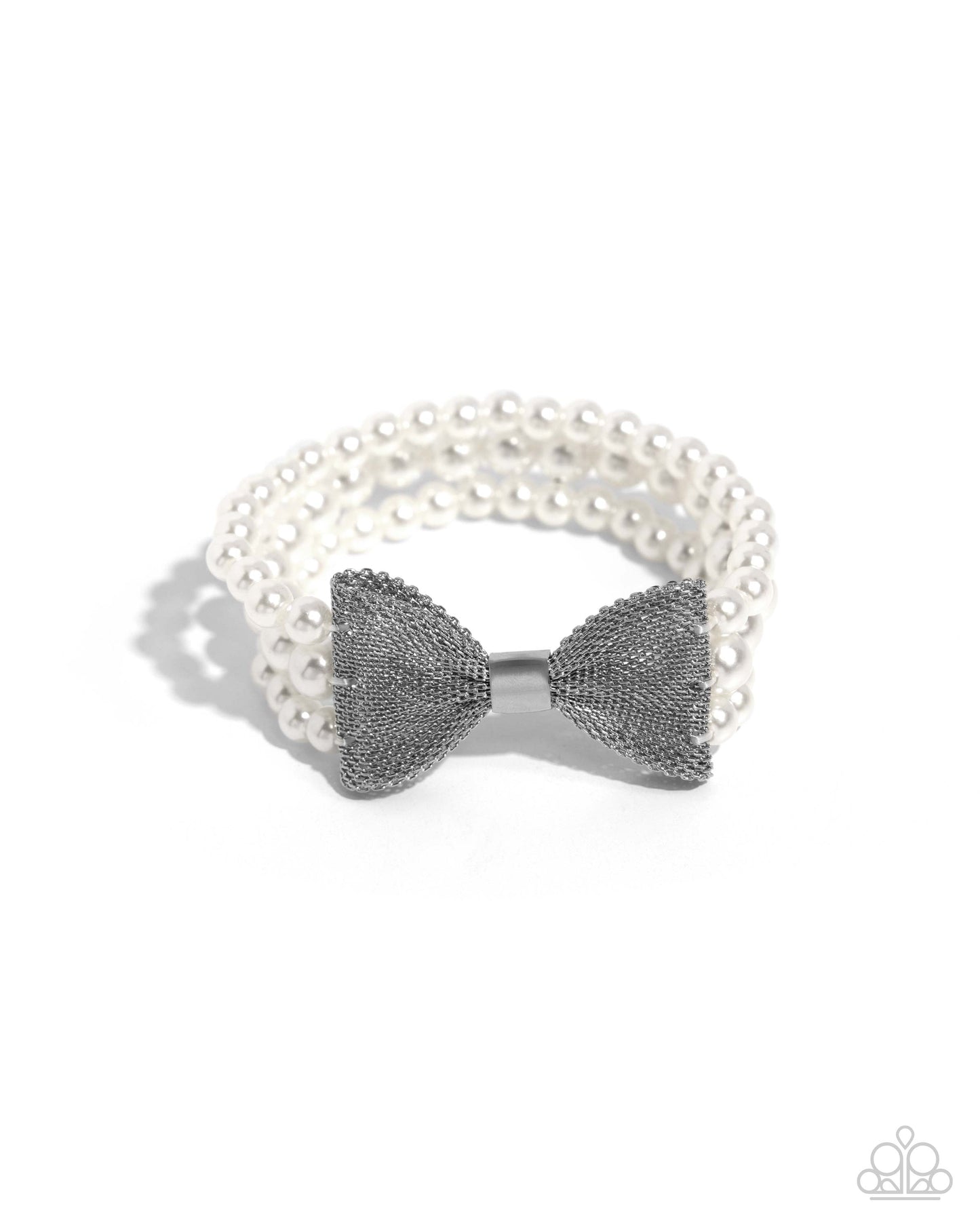 Dapper Dialogue - White Pearl Beaded Bow Bracelet
