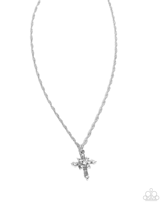Graceful Glory - White Cross Necklace