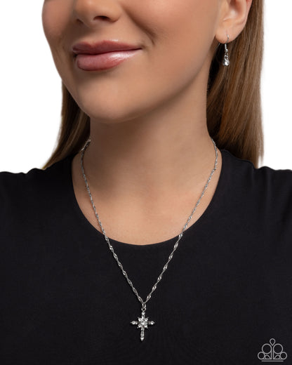 Graceful Glory - White Cross Necklace