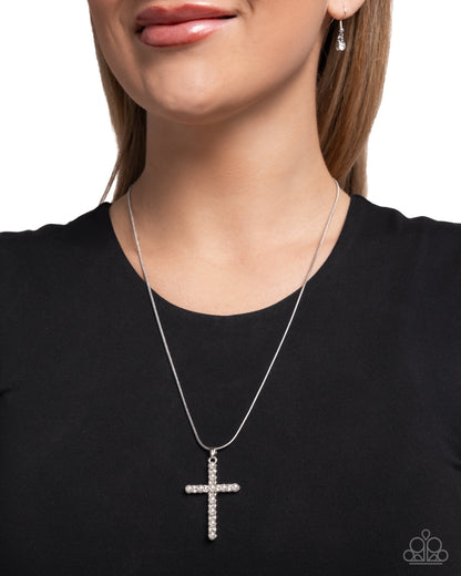 Holy Harmony - White Pearl Bead Cross Necklace