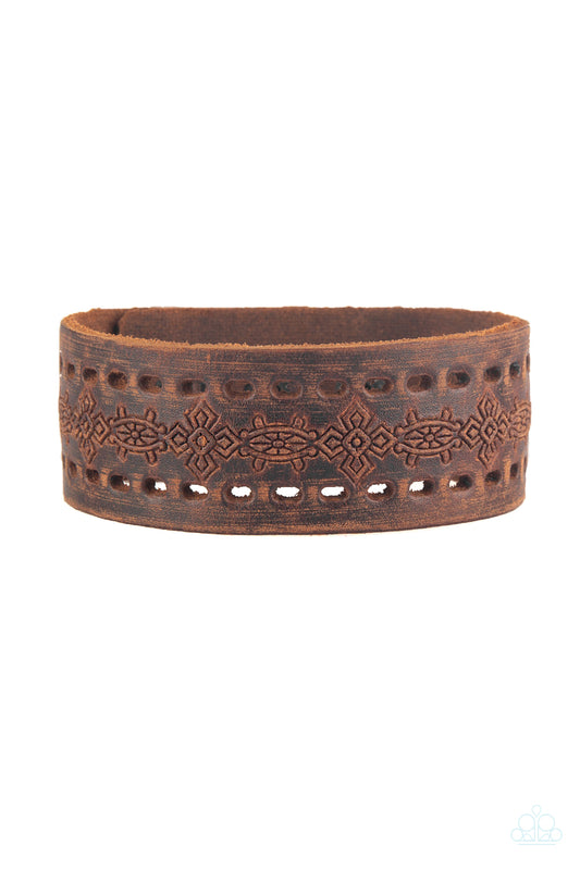 Make The WEST Of It - Brown Leather Snap Bracelet