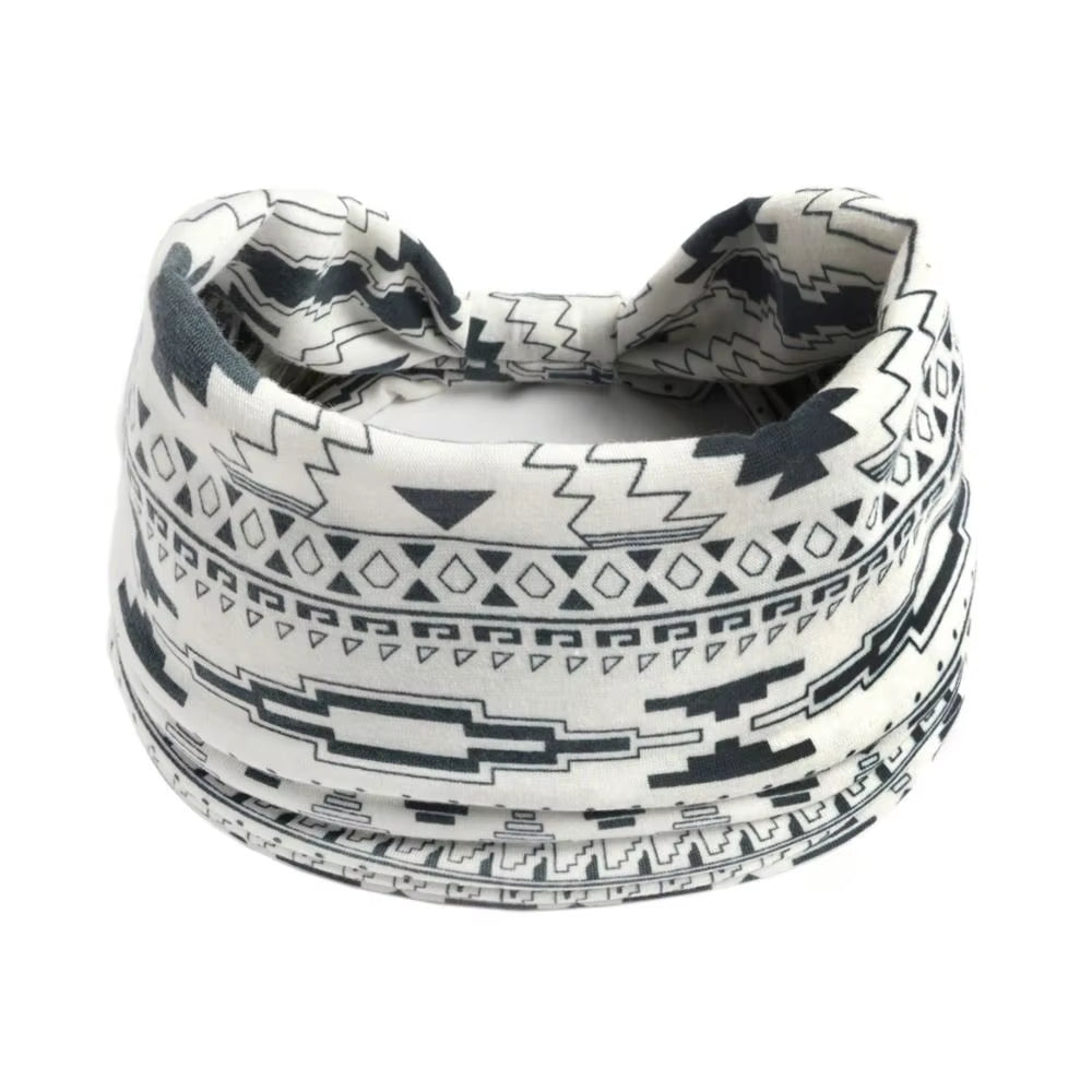 Bohemia Print Wide Headbands New Vintage Elastic Knot Turban Headwrap for Women Girls Soft Print Yoga Bandana Hair Accessories