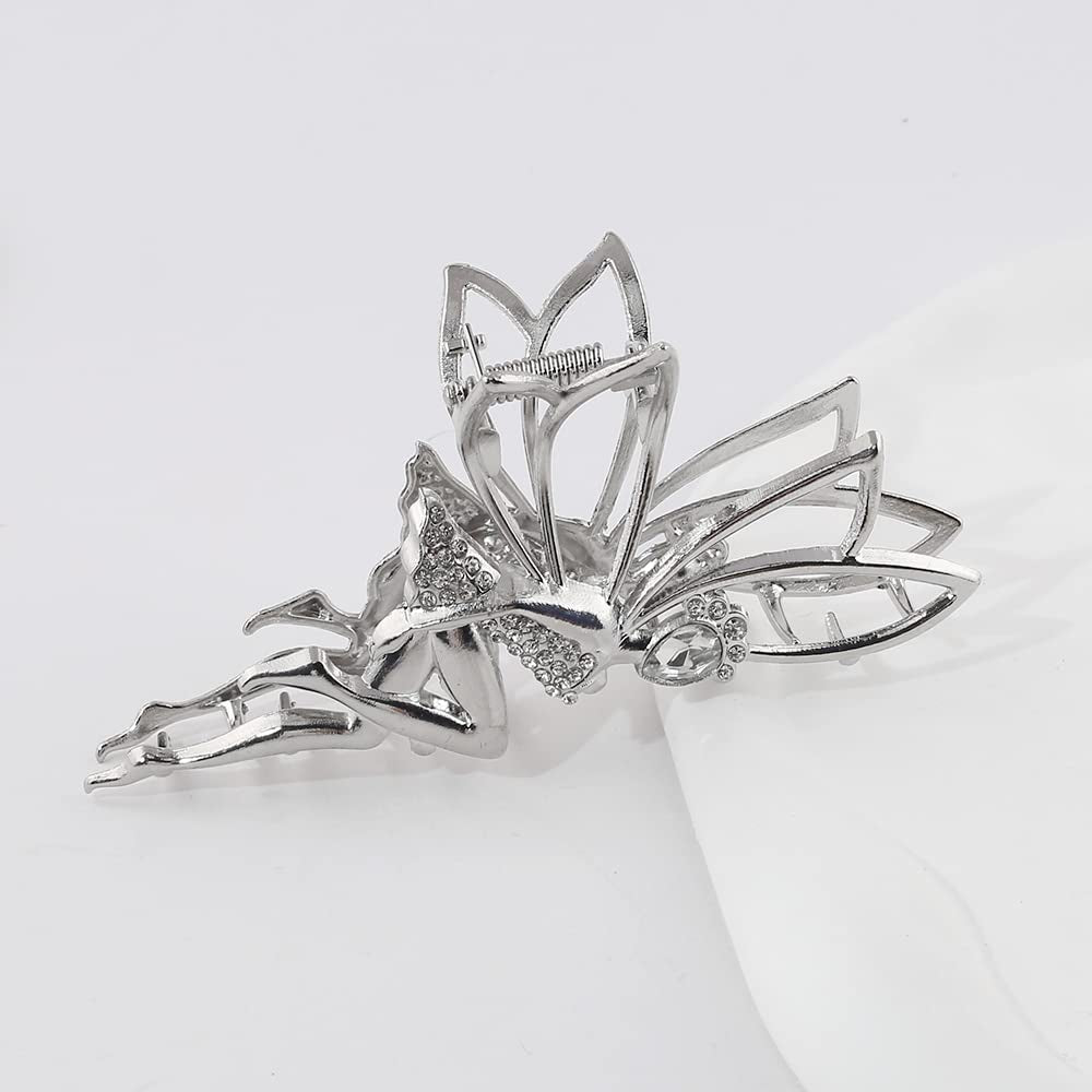 Fairy Rhinestone Silver Hair Accessories: Elf Crystal Hairpins, Metal Clips, and Barrettes for Girls and Women